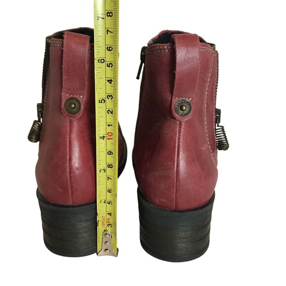 DROMEDARIS Womens Ankle Boots Red Leather Made Portugal Size 6.5/37 - Picture 6 of 11